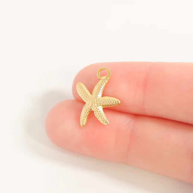 18K Gold PVD Stainless Steel Starfish Charm