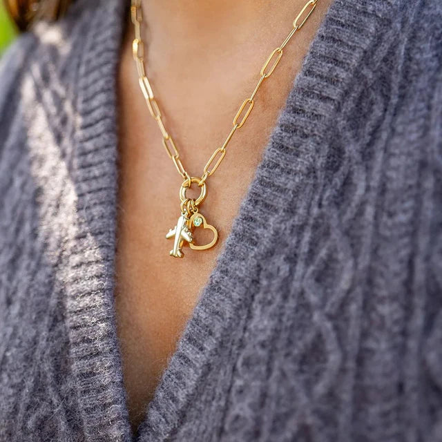 18K Gold PVD Stainless Steel Airplane Charm