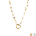 Paperclip CZ Carabiner Charm Keeper Necklace