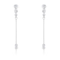 1.2Ct Graduated Rhodium Plated Drop Cubic Zirconia Earrings.