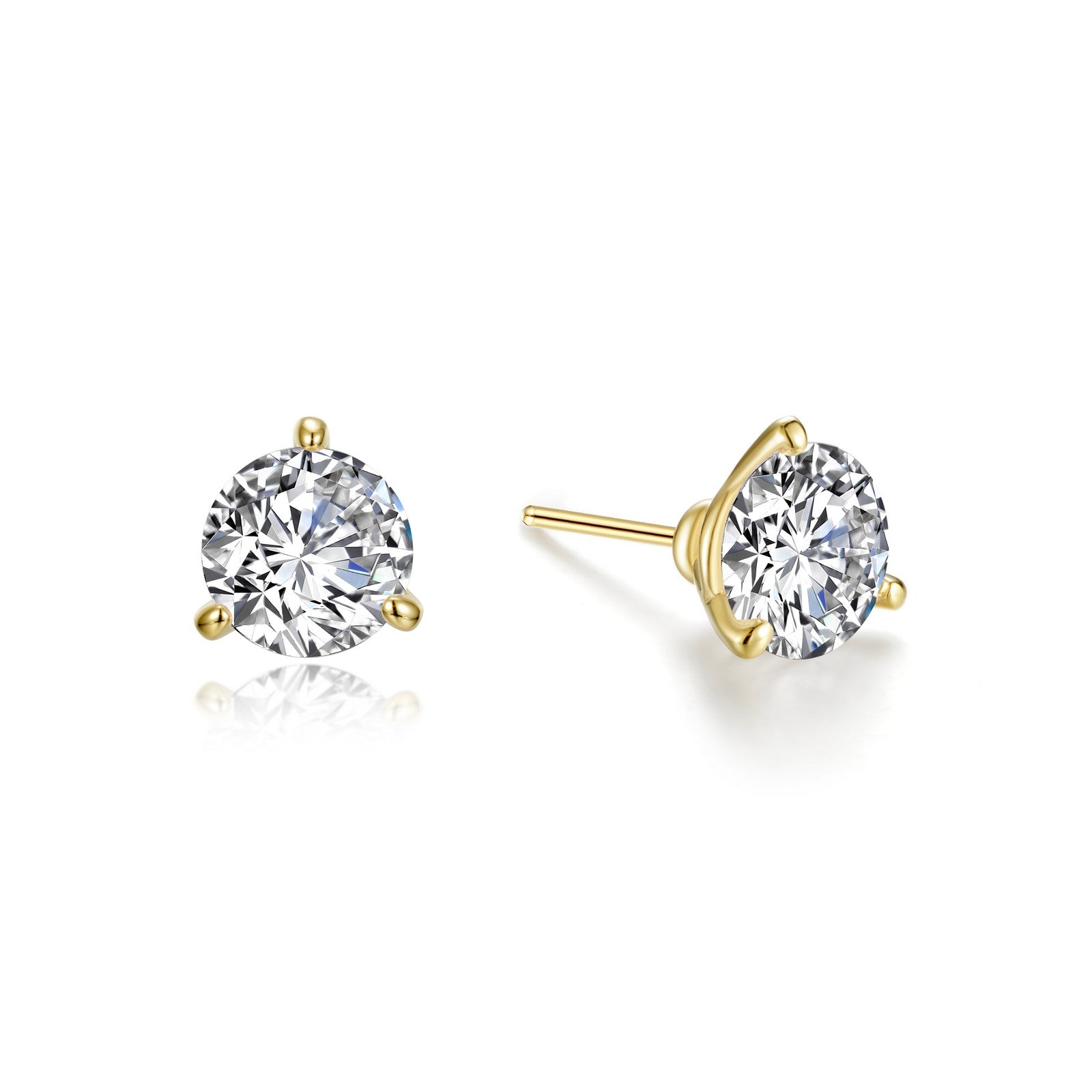 2 CTW 3 Prong Martini Stud Earrings