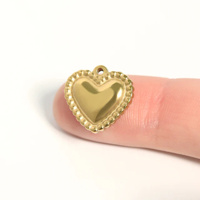 Beaded Trim Heart Charm