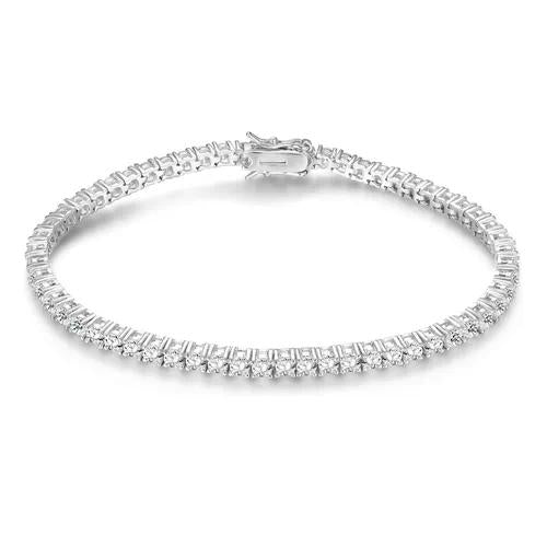 Platinum CZ Tennis Bracelet - 2.5mm Stones / 6.0" Length