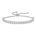 White Gold CZ Pullable Bracelet - 6mm Stones