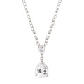 Rhodium Plated Double Pear CZ Drop Pendant Necklace