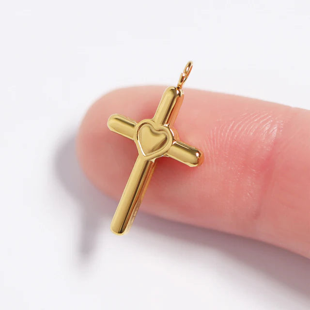 Cross with Heart Charm