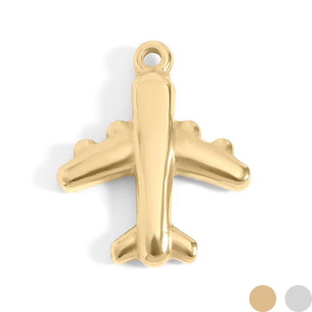 18K Gold PVD Stainless Steel Airplane Charm
