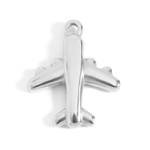 18K Gold PVD Stainless Steel Airplane Charm