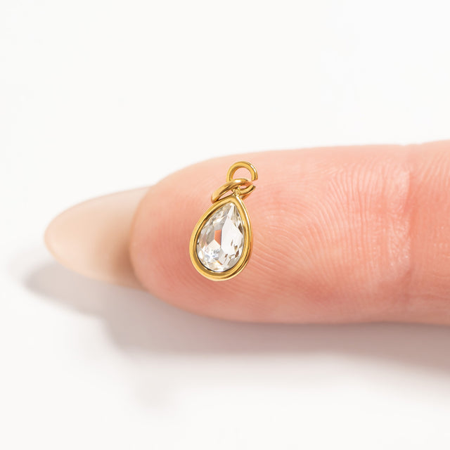 18K Gold PVD Teardrop Birthstone Charm